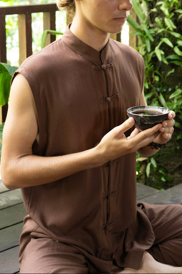 Jing Vest, Premium Rayon, Earth Cacao