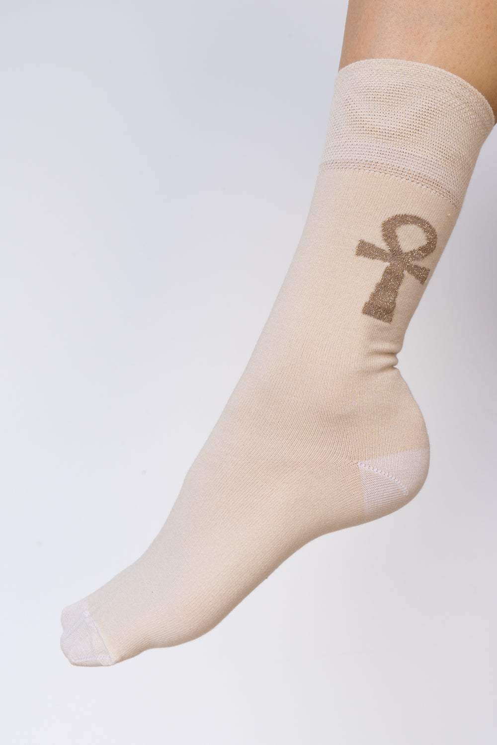 Ankh Sock, Beige Sand Cotton
