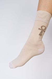 Ankh Sock, Beige Sand Cotton, view 3