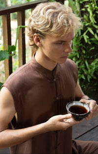 Jing Vest, Premium Rayon, Earth Cacao, view 2