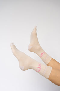 Lotus Sock, Cream, Cotton