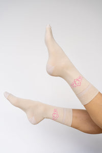 Lotus Sock, Cream, Cotton, view 2