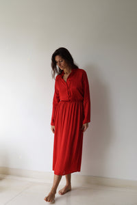 Lin Skirt, Lyocell Silk, Peony Red, view 5