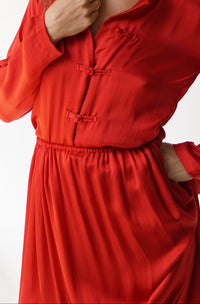 Lin Skirt, Lyocell Silk, Peony Red, view 7