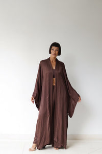 Aset Kimono, Lyocell Silk, Earth Cacao, view 5