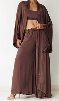 Aset Kimono, Lyocell Silk, Earth Cacao, view 6