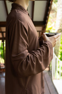 Jing Shirt, Premium Rayon, Earth Cacao, view 3