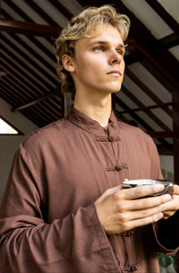 Jing Shirt, Premium Rayon, Earth Cacao