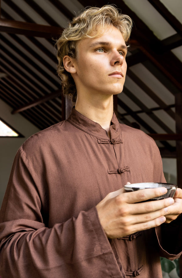 Jing Shirt, Premium Rayon, Earth Cacao