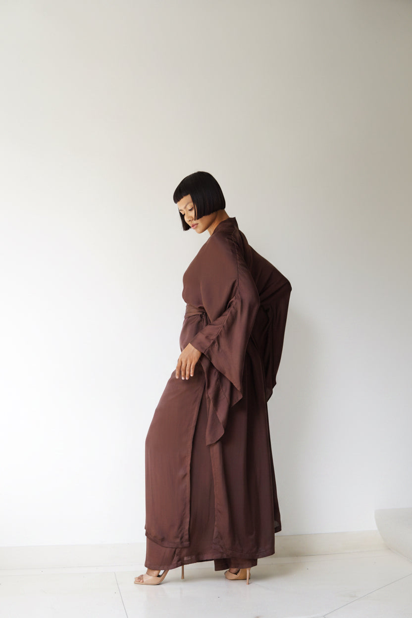 Aset Kimono, Lyocell Silk, Earth Cacao, view 3