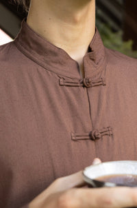 Jing Shirt, Premium Rayon, Earth Cacao, view 5