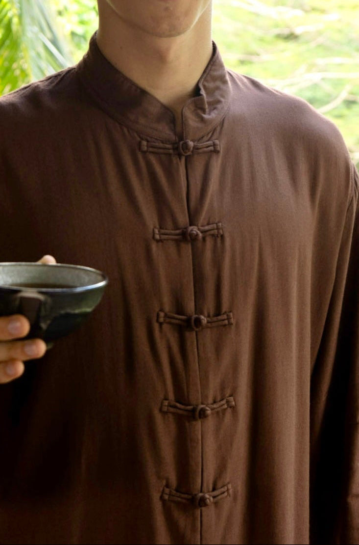 Jing Shirt, Premium Rayon, Earth Cacao, view 2