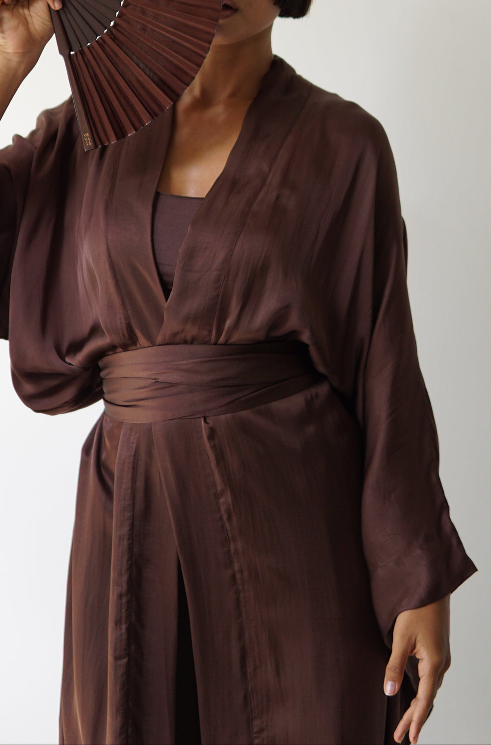 Aset Kimono, Lyocell Silk, Earth Cacao, view 8