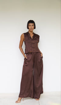 Lin Vest, Lyocell Silk, Earth Cacao