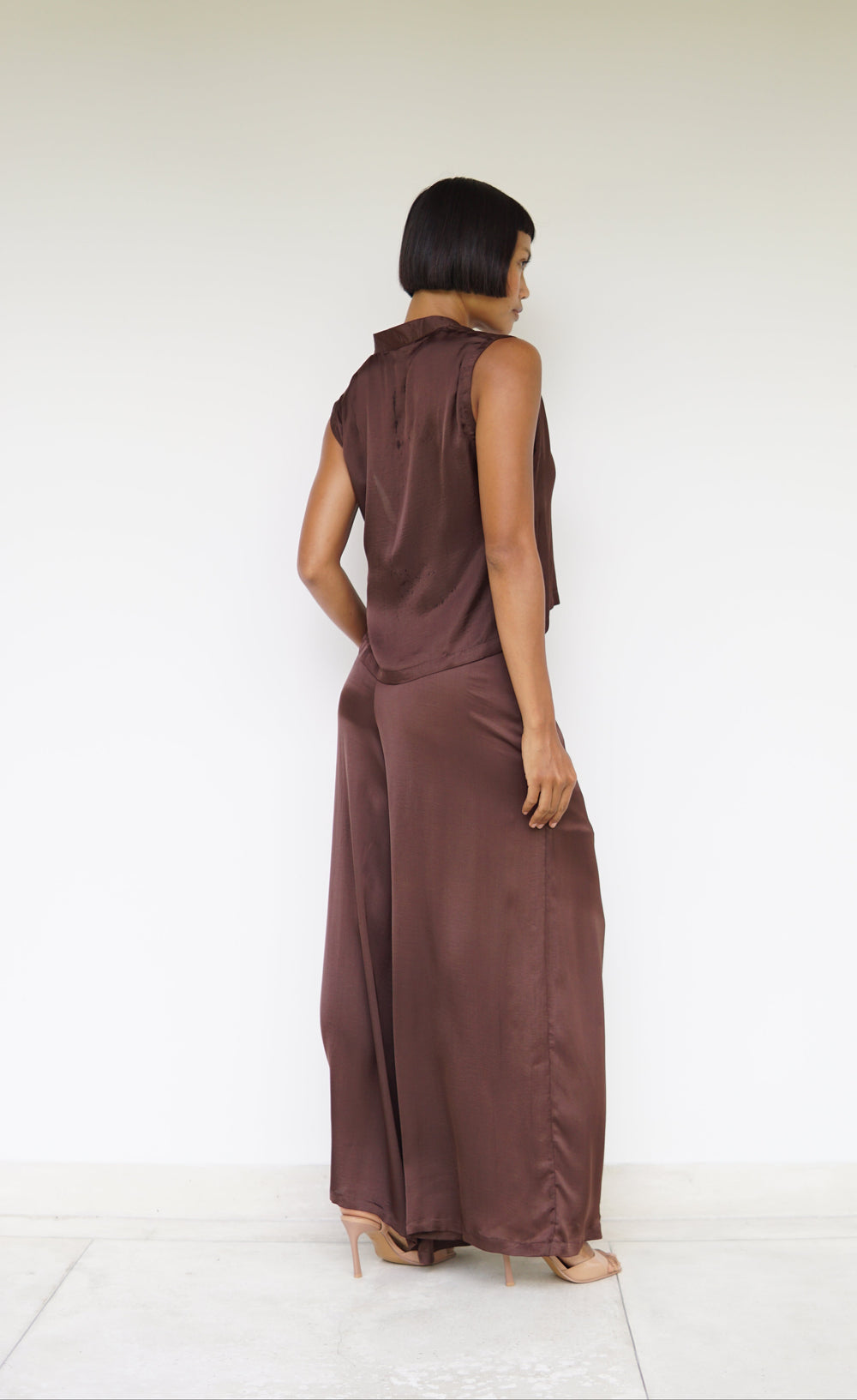 Lin Vest, Lyocell Silk, Earth Cacao, view 3