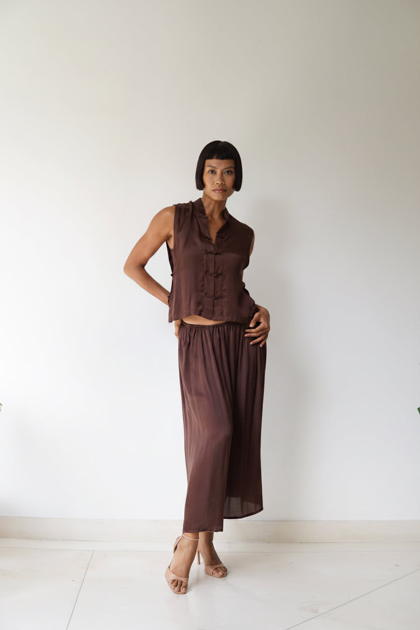 Lin Skirt, Lyocell Silk, Earth Cacao, view 4