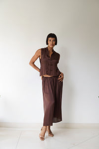Lin Skirt, Lyocell Silk, Earth Cacao, view 4