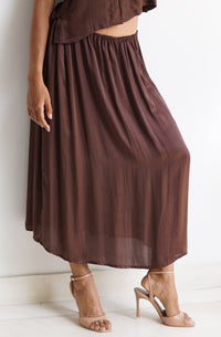 Lin Skirt, Lyocell Silk, Earth Cacao, view 2
