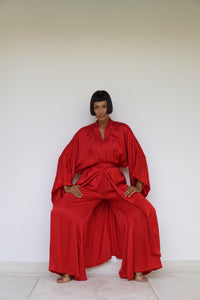 Aset Kimono, Lyocell Silk, Red Peony, view 6