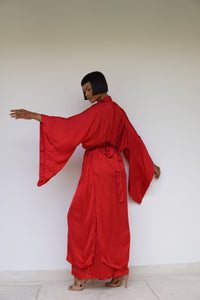 Aset Kimono, Lyocell Silk, Red Peony, view 7