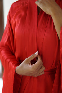Aset Kimono, Lyocell Silk, Red Peony, view 3