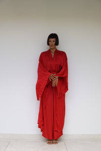 Aset Kimono, Lyocell Silk, Red Peony, view 8