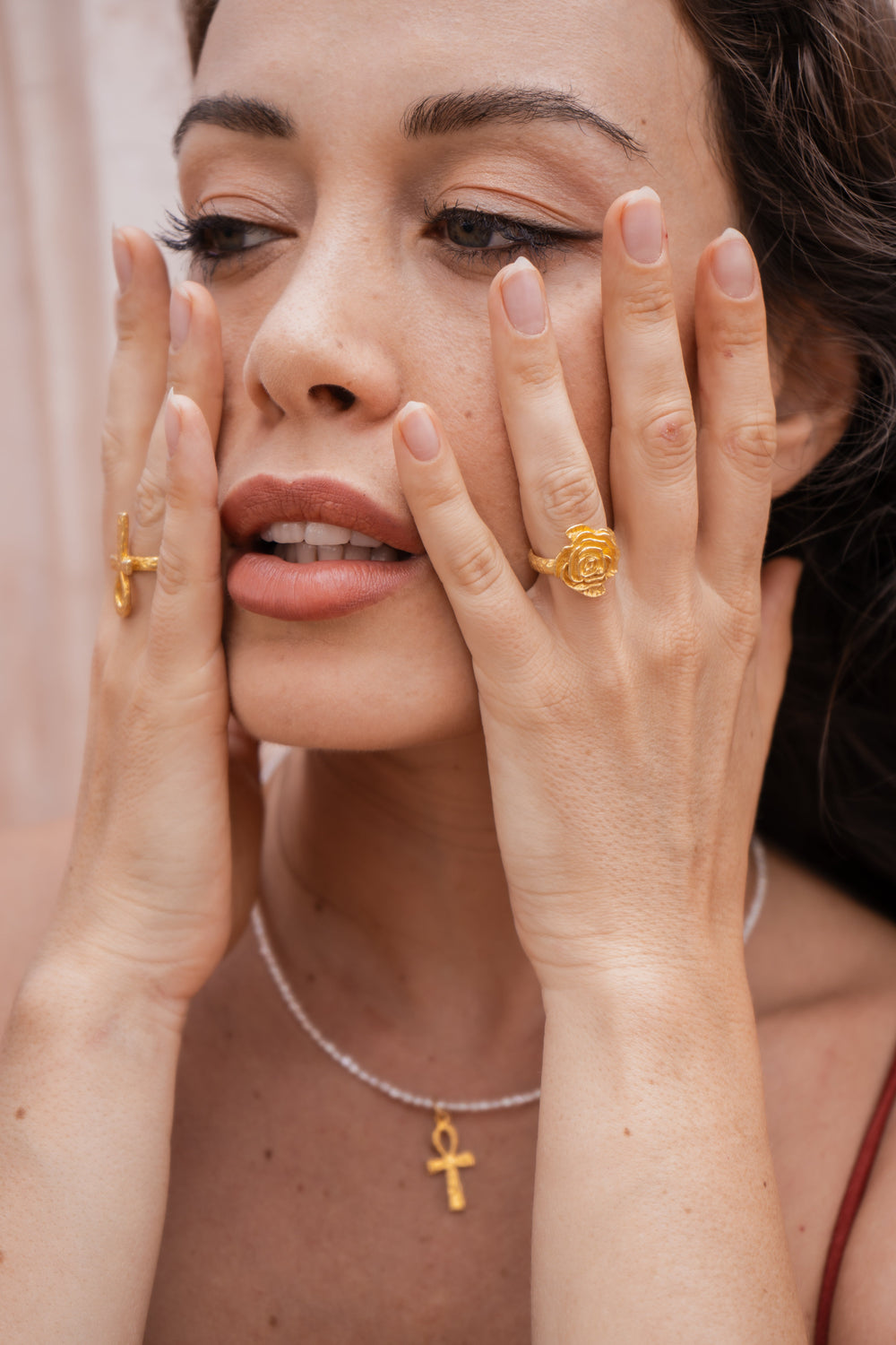 Rose of Magdalena Ring, 18K Gold Plated Sterling Silver, view 9
