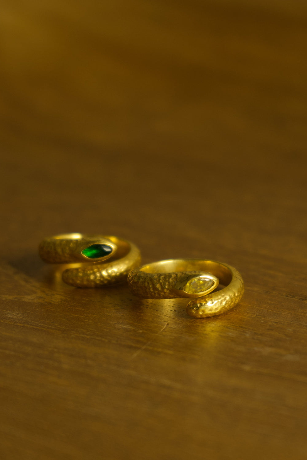 Citrine Emerald Snake Ring