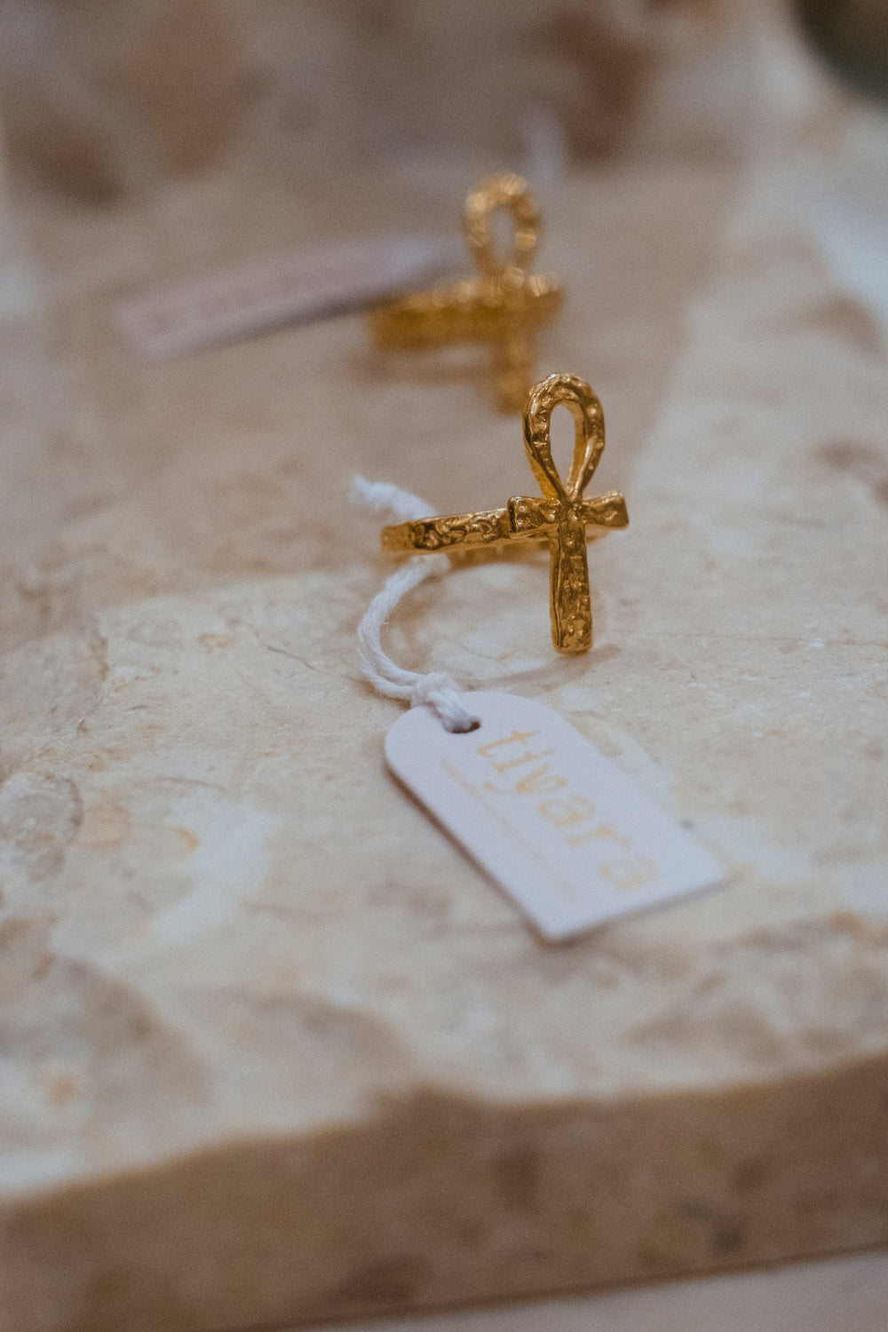 Sekhem Ankh Ring, 18K Gold Plated Sterling Silver, view 4