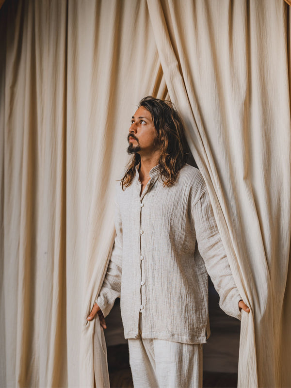Chen Shirt, Linen Cotton, Pearl White