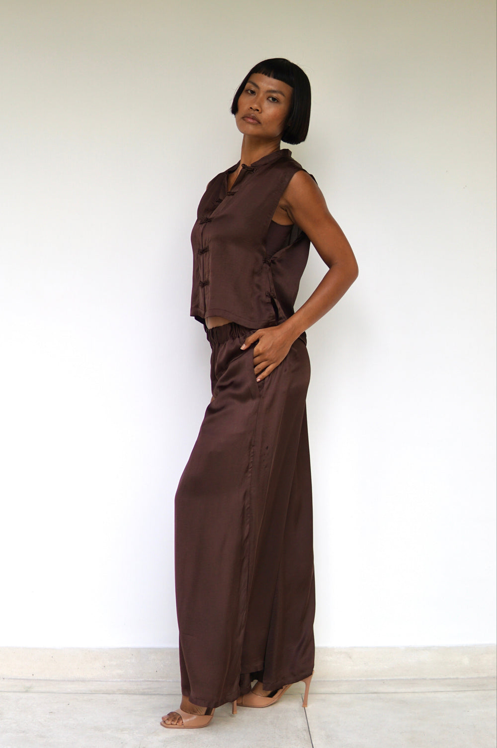 Ting Pants, Lyocell Silk, Earth Cacao, view 3