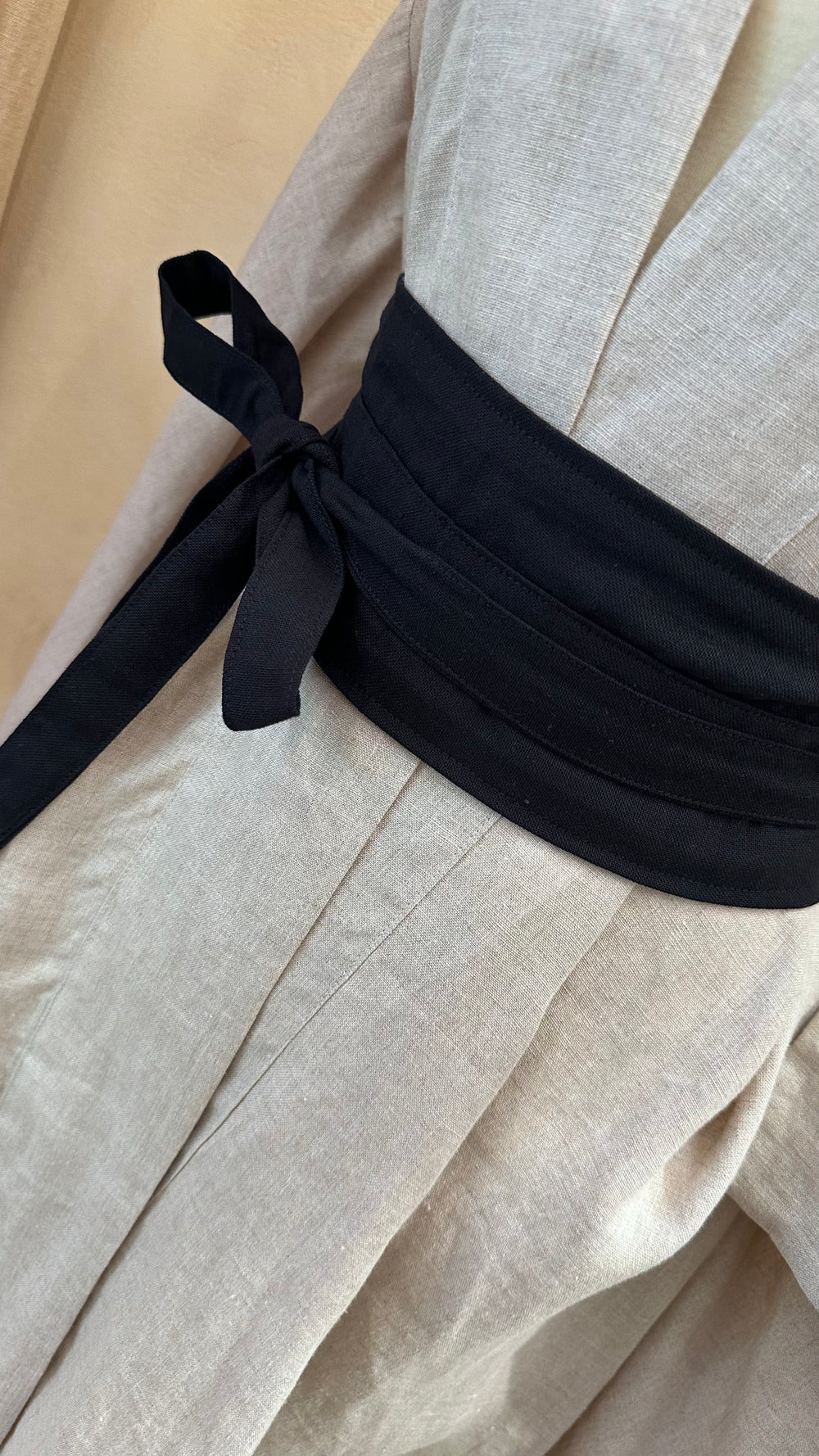 Obi Belt, Linen, Black Jade, view 5