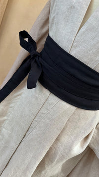 Obi Belt, Linen, Black Jade, view 5