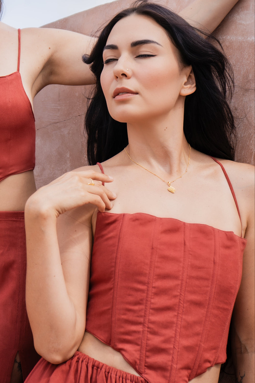 Rose of Magdalena Necklace, 18K Gold Plated Sterling Silver, view 3
