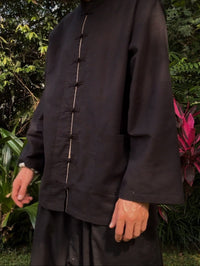 Jing Jacket, Linen, Black Jade with Stone, view 9