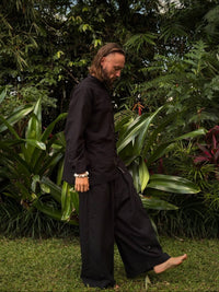 Jing Jacket, Linen, Black Jade with Stone, view 7