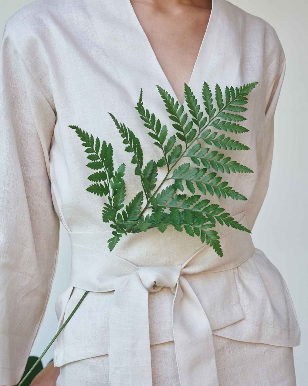 Mai Kimono Suit, Linen, Pearl