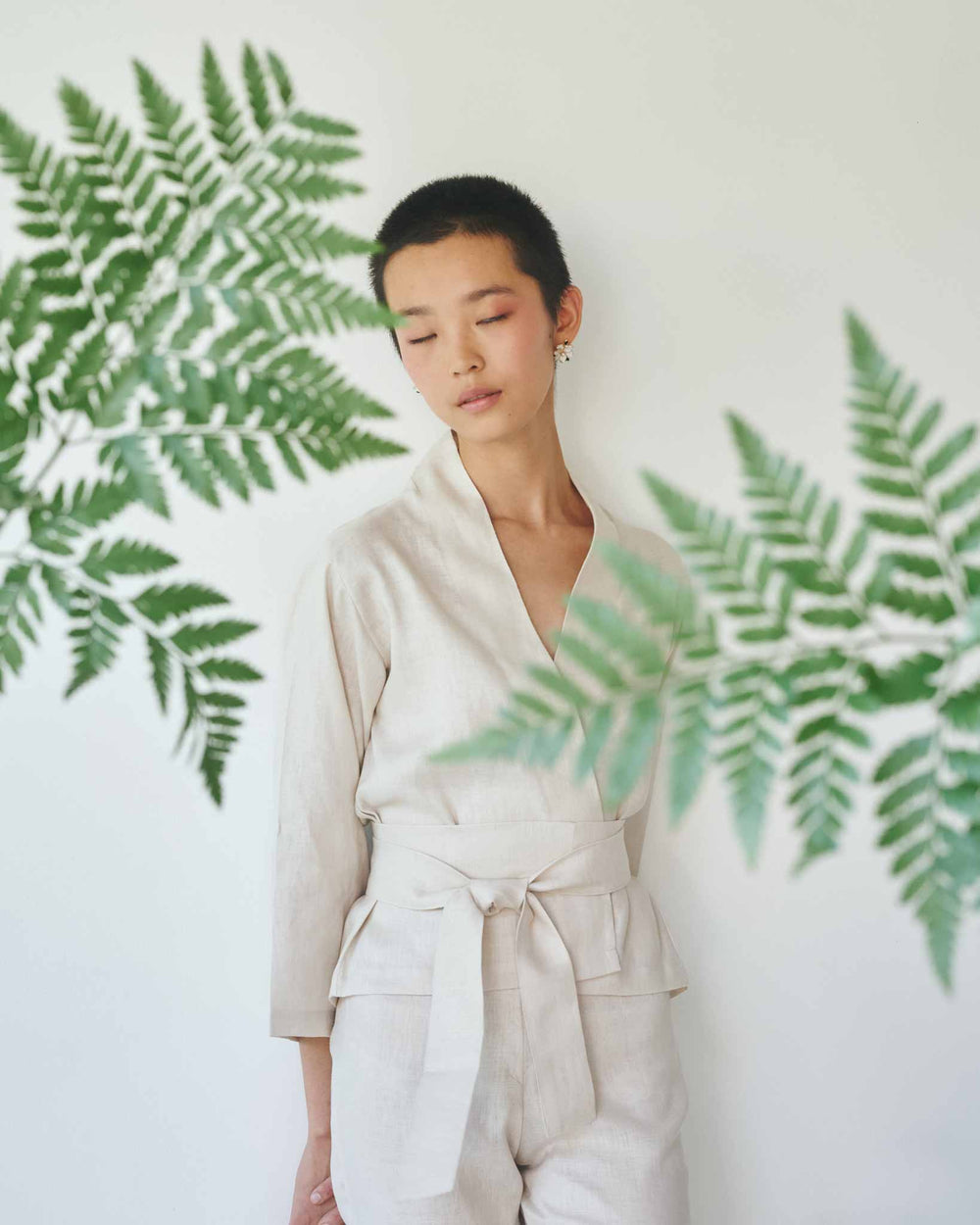 Mai Kimono Suit, Linen, Pearl, view 6