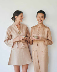 Mai Kimono Suit, Linen, Tan, view 3