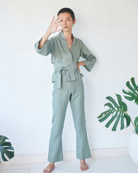 Mai Pant, Linen, Sage, view 3