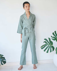 Mai Pant, Linen, Sage, view 4