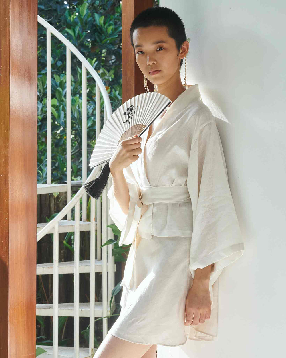 Makoto Kimono, Linen, Pearl, view 4