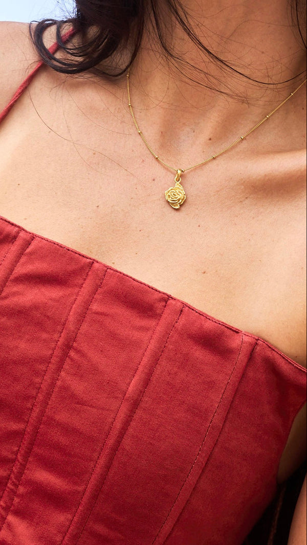 Rose of Magdalena Necklace, 18K Gold Plated Sterling Silver