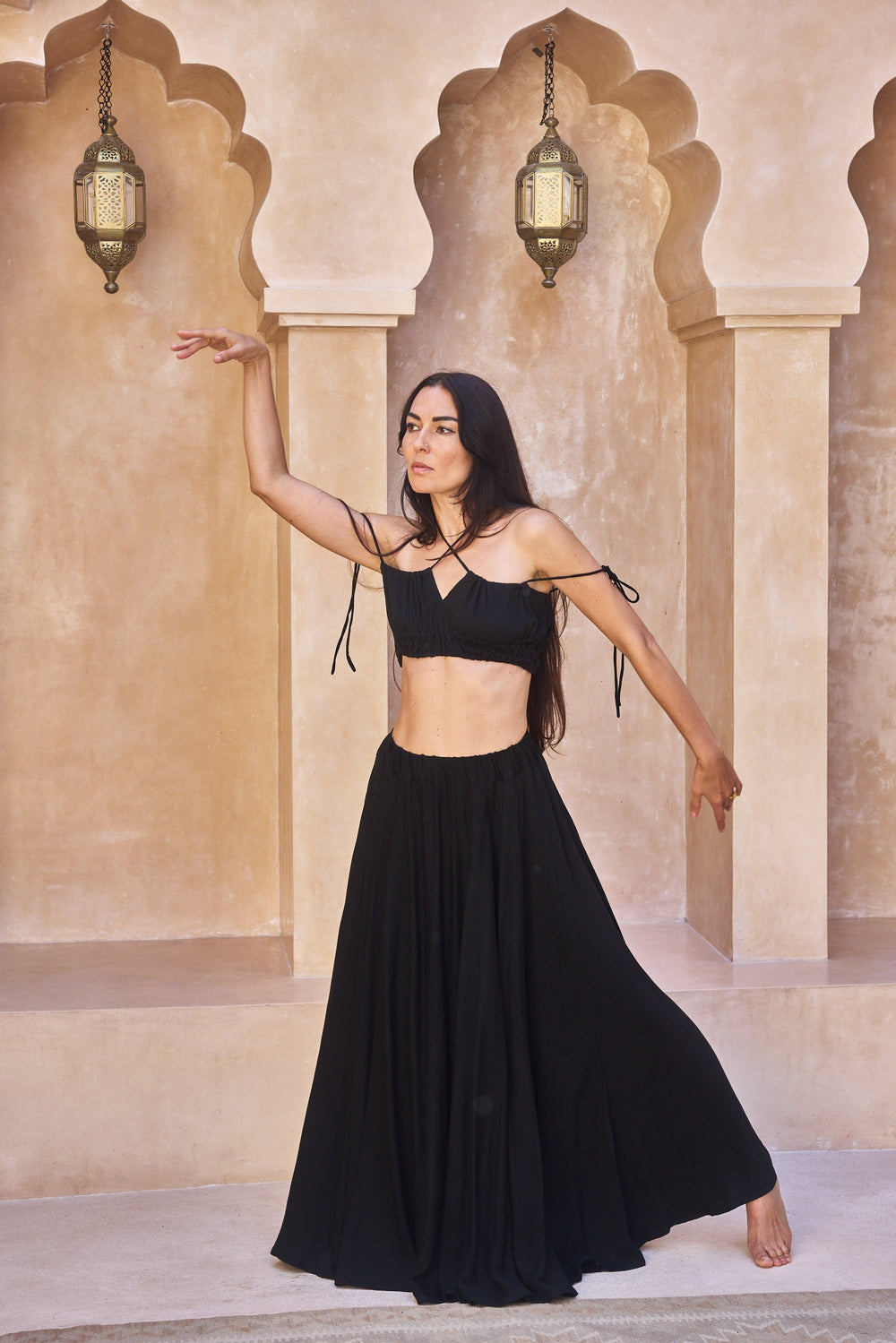 SaRa Long Skirt, Bamboo, Black Onyx, view 8
