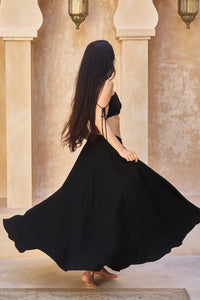 SaRa Long Skirt, Bamboo, Black Onyx, view 4