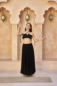 SaRa Long Skirt, Bamboo, Black Onyx, view 5