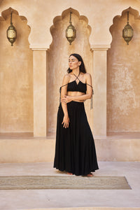 SaRa Long Skirt, Bamboo, Black Onyx, view 3