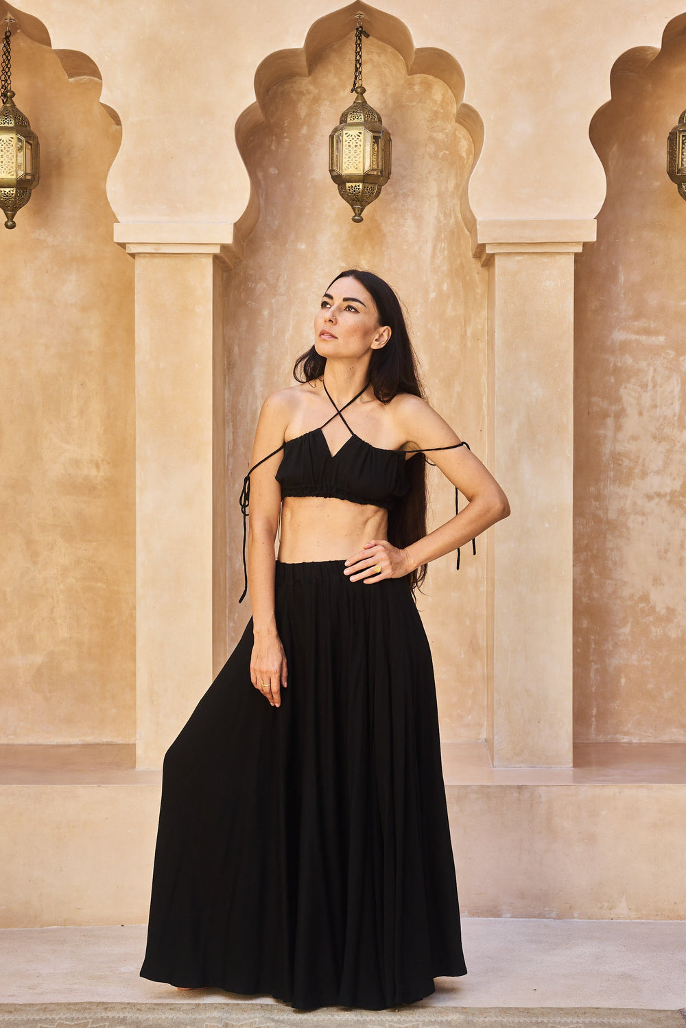 SaRa Long Skirt, Bamboo, Black Onyx, view 7