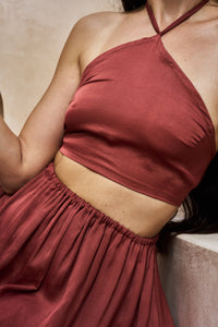 Sahara Skirt, Lyocell Silk, Kemet Crimson, view 6