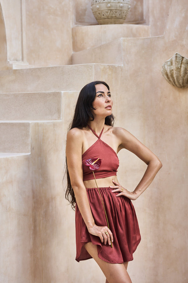 Sahara Skirt, Lyocell Silk, Kemet Crimson